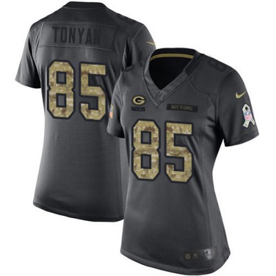 Nike Green Bay Packers #85 Robert Tonyan Black Women's Stitched NFL Limited 2016 Salute to Service Jersey